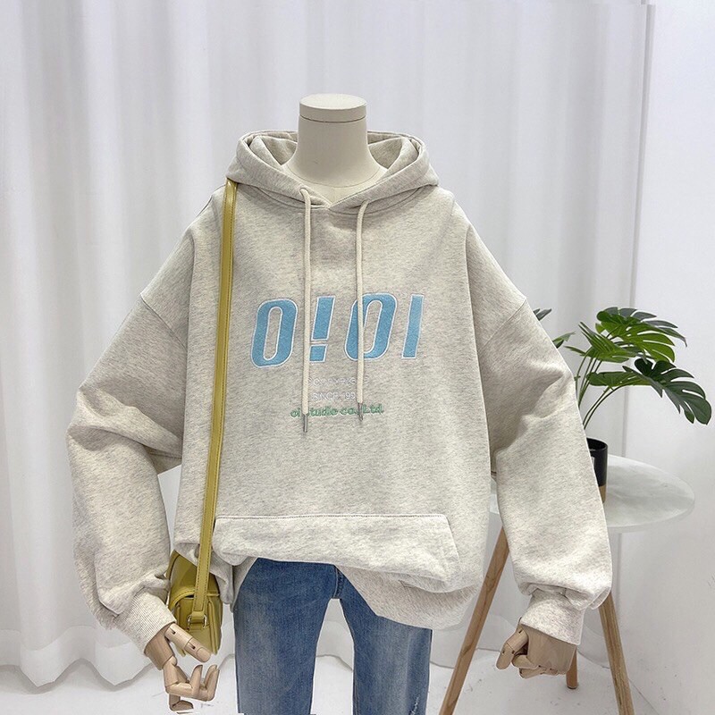 Áo hoodie vải nỉ lót bông dày dặn thêu OI | BigBuy360 - bigbuy360.vn