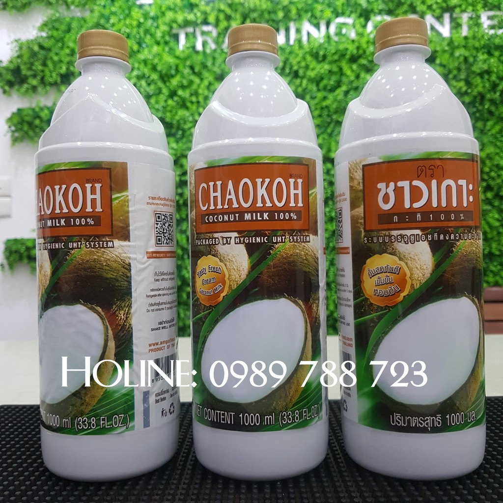 Nước cốt dừa Thái Lan CHAOKOH chai 1lit chuyên dùng cho pha chế