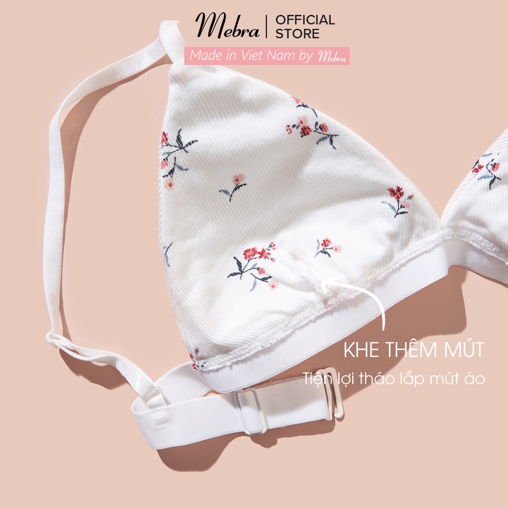 Áo bra trắng mút đệm mỏng không gọng cotton kháng khuẩn thấm hút mồ hôi mặc đi biển mùa hè có bigsize Mebra A011