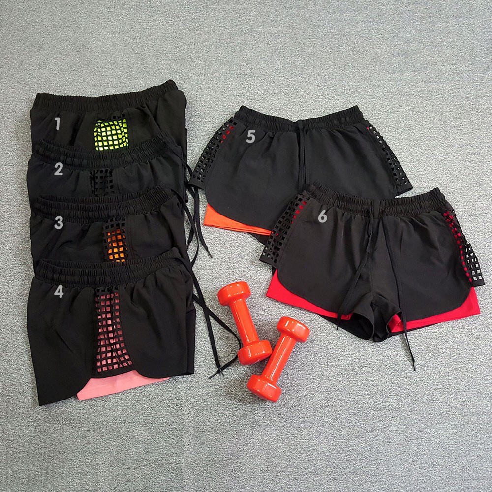 Quần short thể thao Boxer Laser 2 lớp cho Nữ, đồ tập gym, aerobic, thể dục