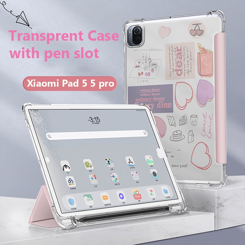 Bao Da PU Máy Tính Bảng Nắp Lật Gấp Làm Ba Tự Động Ngủ/Đánh Thức Cho Xiaomi Pad 5 5 Pro 11 Inch Xiaomi MiPad 5 Pro