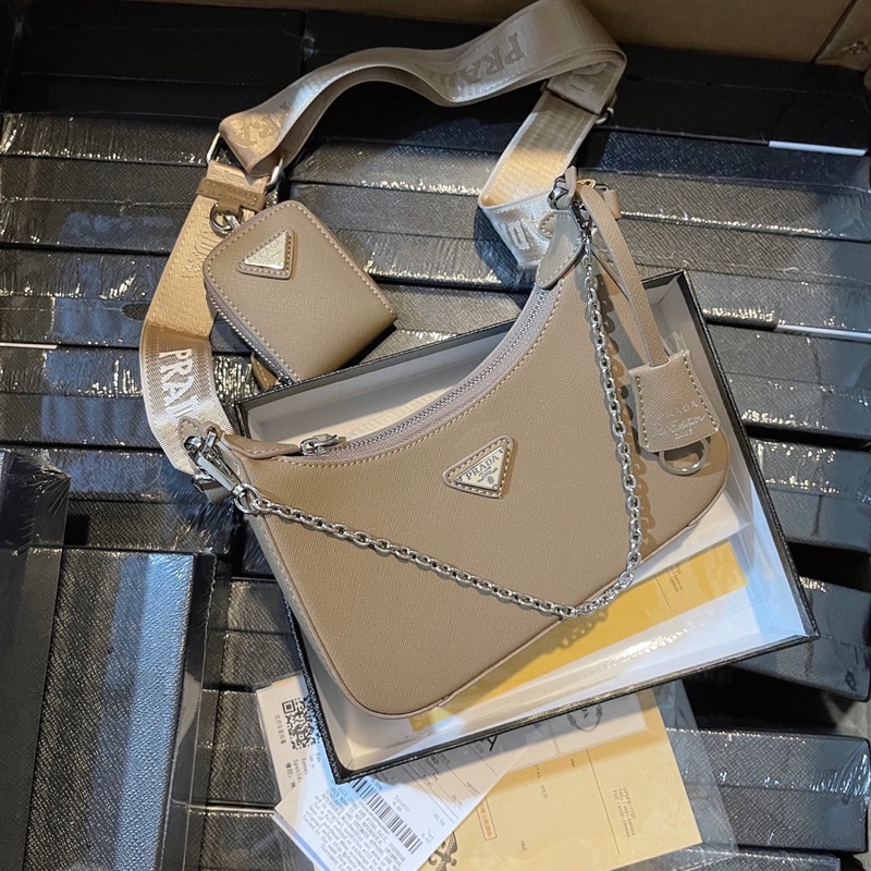 Set túi đeo chéo Pra da xước kèm túi nhỏ bao đẹp fullbox