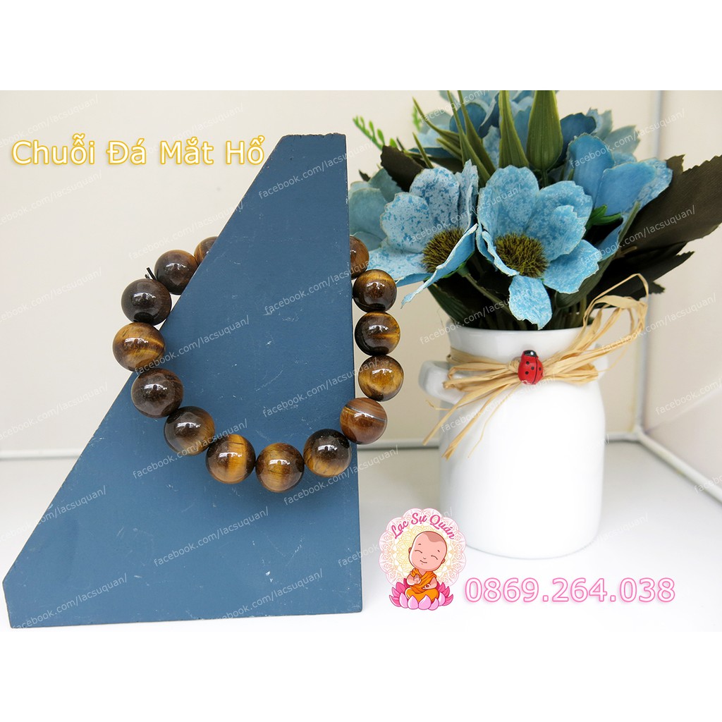 CHUỖI ĐEO TAY MẮT HỔ VÀNG 12mm