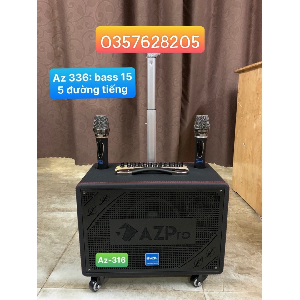 LOA XÁCH TAY DU LỊCH ACAO CẤP AZPRO AZ 316 LOA 5 ĐƯỜNG TIẾNG BASS 15 ÂM THANH 2.1-TẶNG KÈM 2 MICRO KARAOKE