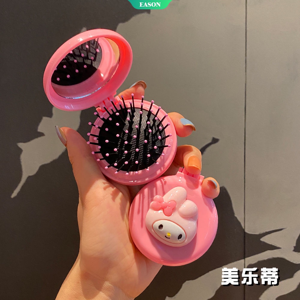 1 Lược Chải Tóc Massage Da Đầu Hình Tròn 5 Màu Tùy Chọn Kèm Gương Tiện Dụng