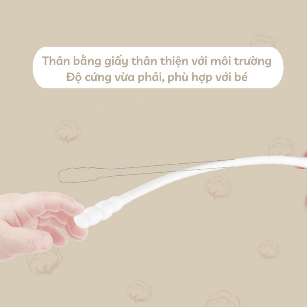 Tăm Bông Sơ Sinh, Tăm Bông Trẻ Em, Tăm bông khử trùng cho bé hộp 400 que
