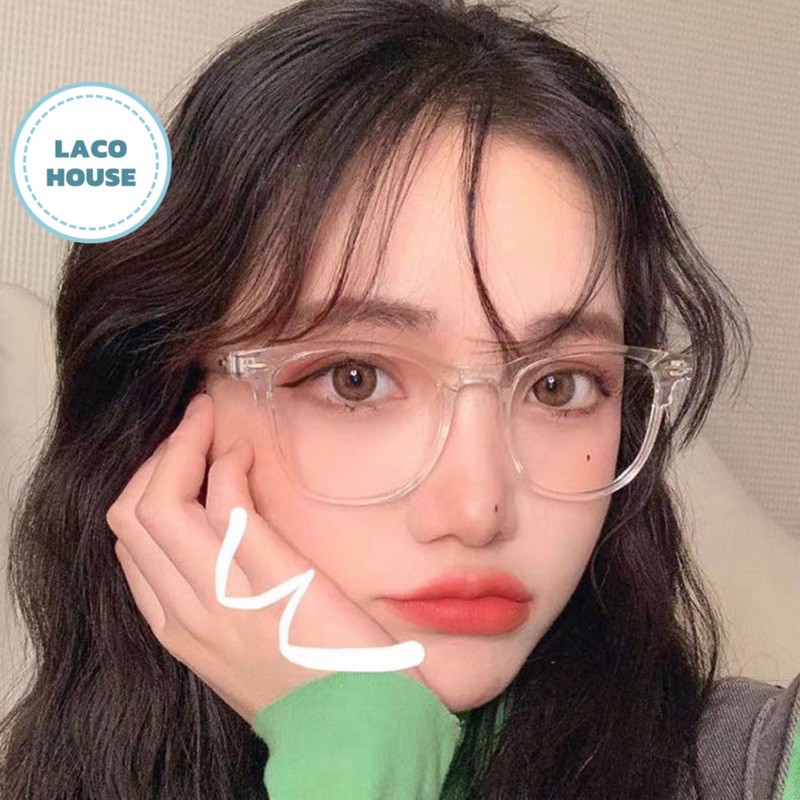 Kính mắt nữ giả cận trong suốt gọng vuông cao cấp J40