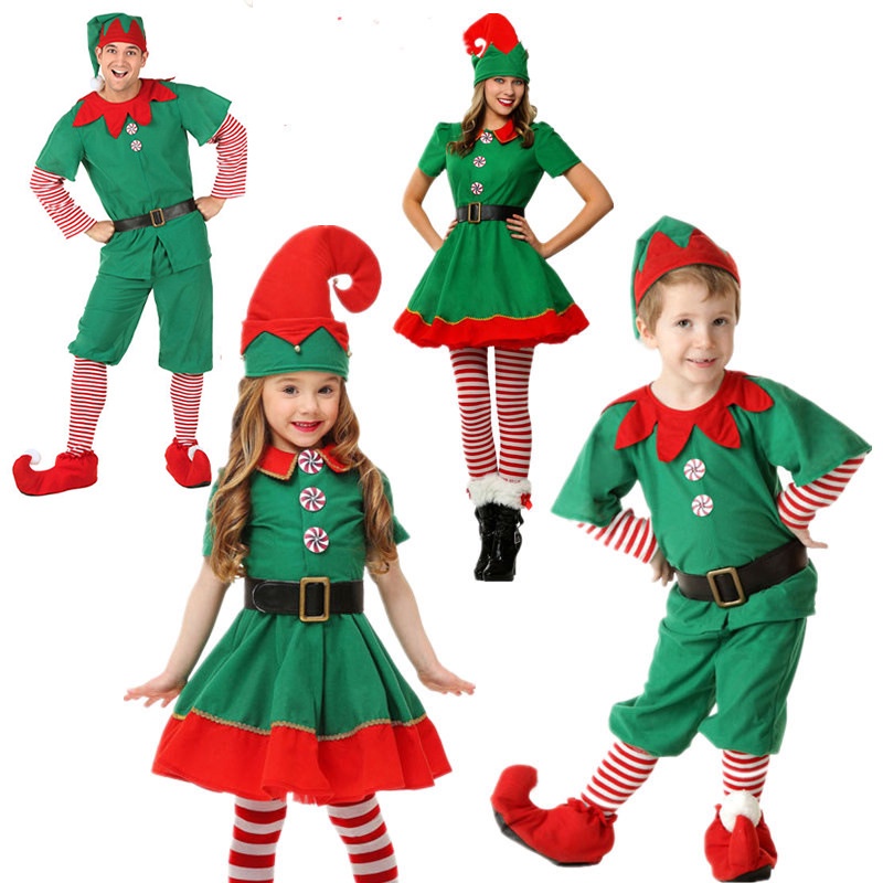 Bộ Đồ Hóa Trang Elf Giáng Sinh Mới Cho Trẻ Em Và Người Lớn