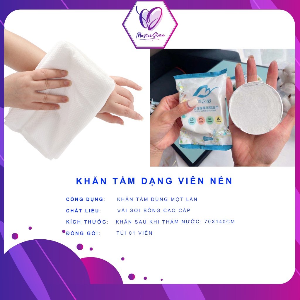 Khăn tắm viên nén Cotton tiện lợi khi đi du lịch Master Store
