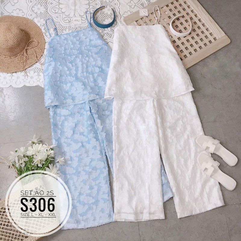 Set big size áo dây và quần suông có lưng thun phía sau từ 60kg-90kg