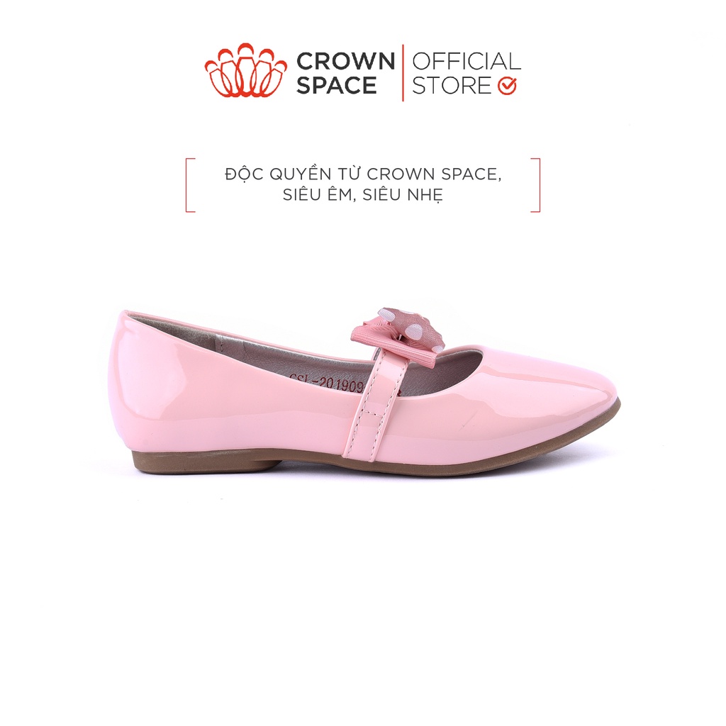 Giày Búp Bê Bé Gái Đi Học Đi Chơi Crown Space UK Ballerina Trẻ Em Cao Cấp CRUK3122 Màu Hồng Be Đen Size 30-36/6-14 Tuổi