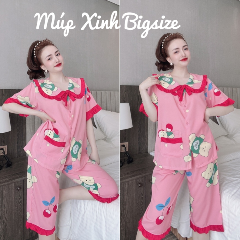 [Mã SKAMFSW175 giảm 10K đơn 50K] [Lửng Bigsize] Đồ Bộ Lửng Tiểu Thư Lụa Nhật 40-100kg Cho Nàng Béo Múp