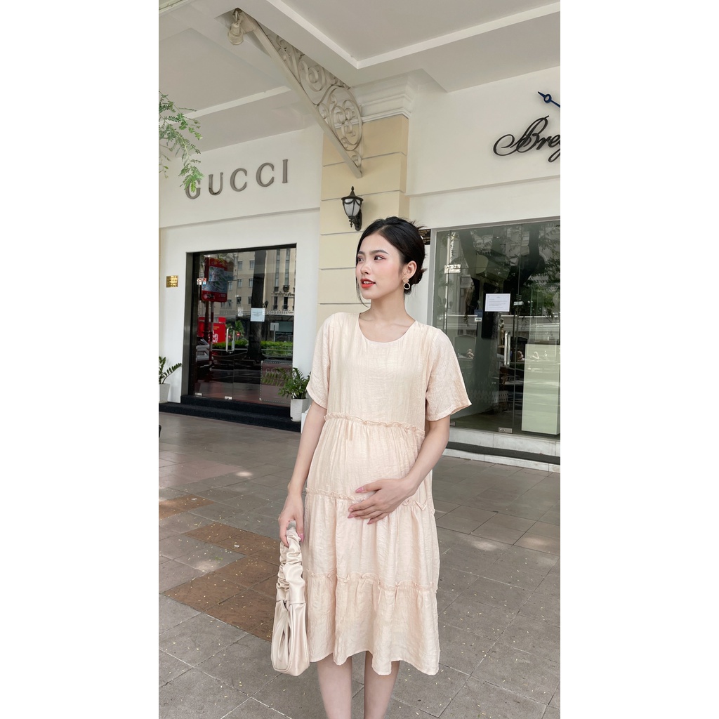 Đầm Bầu hoa cúc nhún tầng xinh xắn