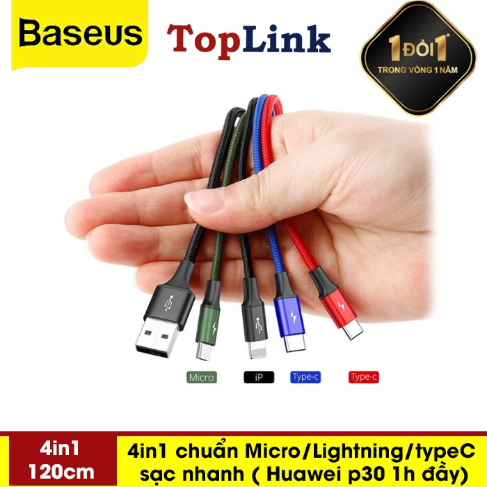 Cáp Sạc Đa Năng BASEUS ( 4in1 ) 4 Đầu All In One Lightning - Microusb - Type-C Dài 120cm Sạc Nhiều Thiết Bị Cùng Lúc