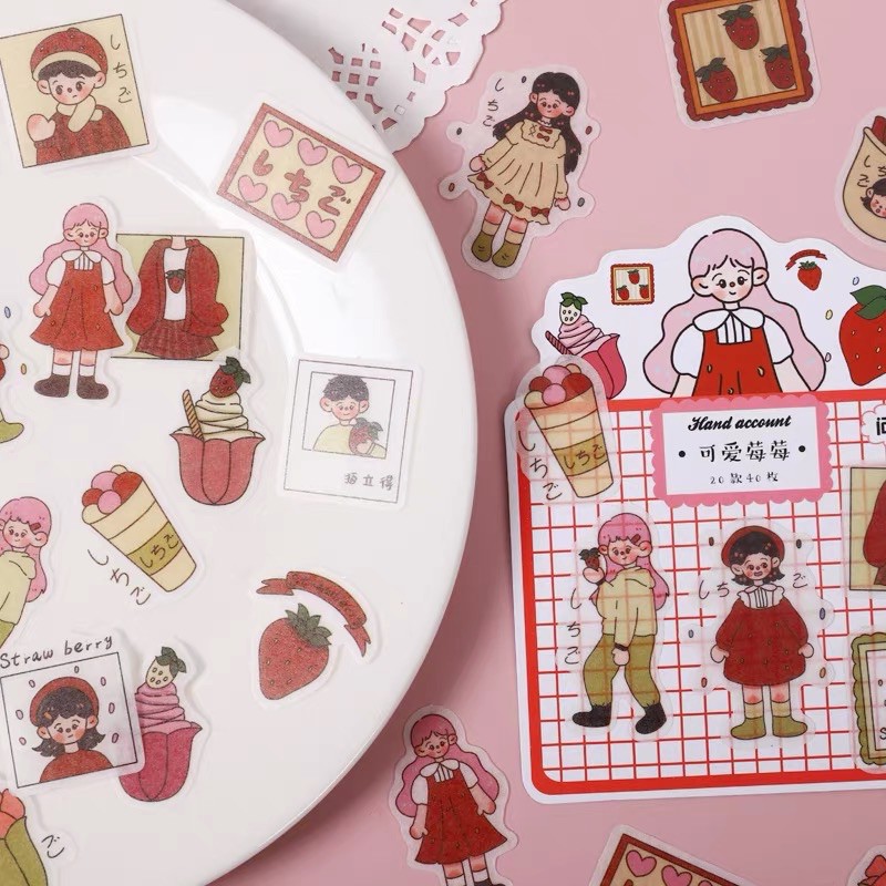 Gói 40 pcs sticker dễ thương nhiều chủ đề DIY