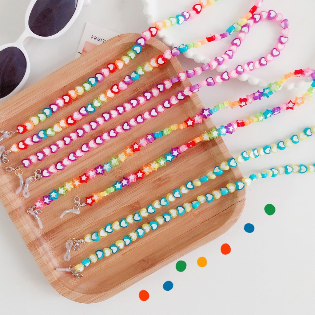 Dây Đeo Mắt Kính Hình Ngôi Sao / Trái Tim Nhiều Màu Sắc Kiểu Nhật Hàn