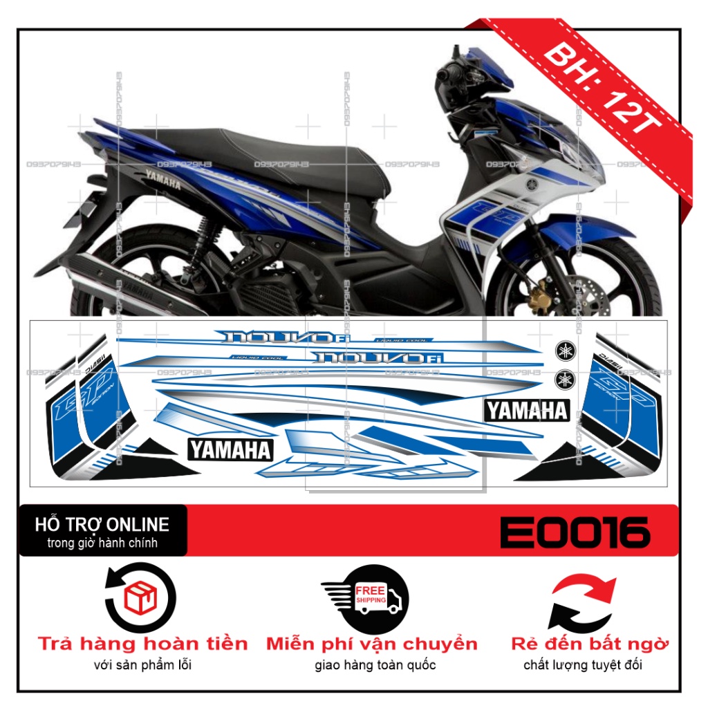 TEM XE NOUVO 5 TRẮNG XANH GP -- SHIN DECAL 2