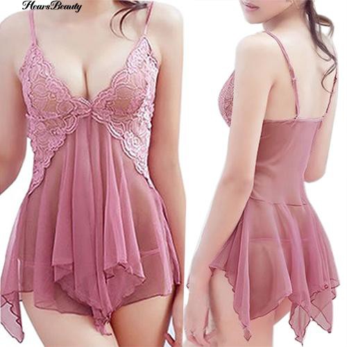 Set đồ ngủ gồm áo hai dây xuyên thấu và quần lót lọt khe quyến rũ cho nữ | BigBuy360 - bigbuy360.vn