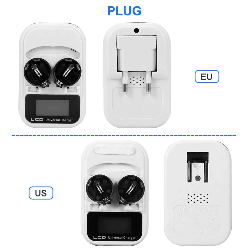 Bộ sạc pin cúc áo thông minh 2 ngăn 3.6V cho Lir2016 / Lir2025 / Lir2032 / Ml2016 / Ml2025 / Ml2032