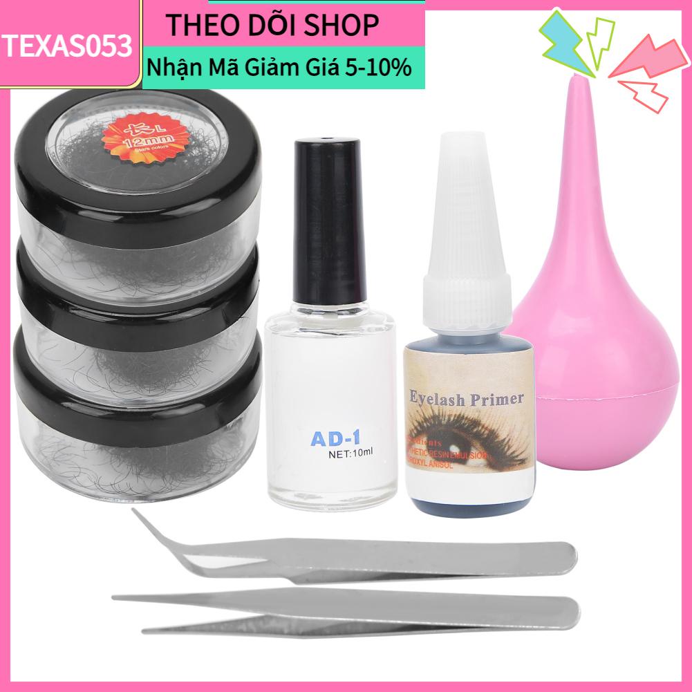 Texas053 Bộ dụng cụ thực hành mở rộng lông mi nối giả di động nhíp tẩy keo dán