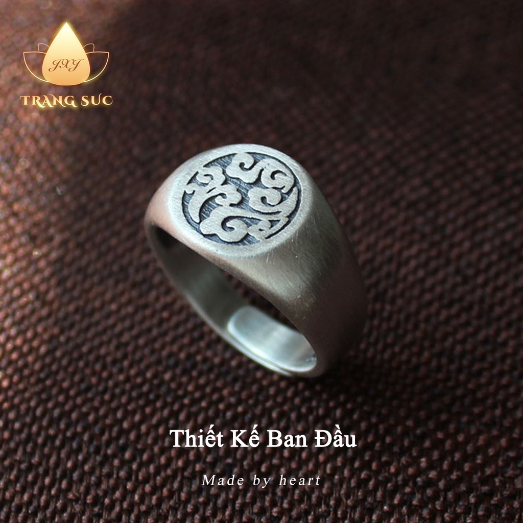 Nhẫn Nam Cổ điển Mây Thiểu số Cá Tính Kim loại Không phai màu làm như cũ Màu bạc Chiều rộng NH-081