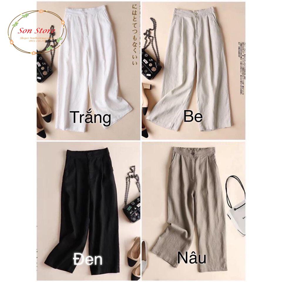 Quần suông đũi ống rộng dáng lửng chun sau khóa trước | BigBuy360 - bigbuy360.vn