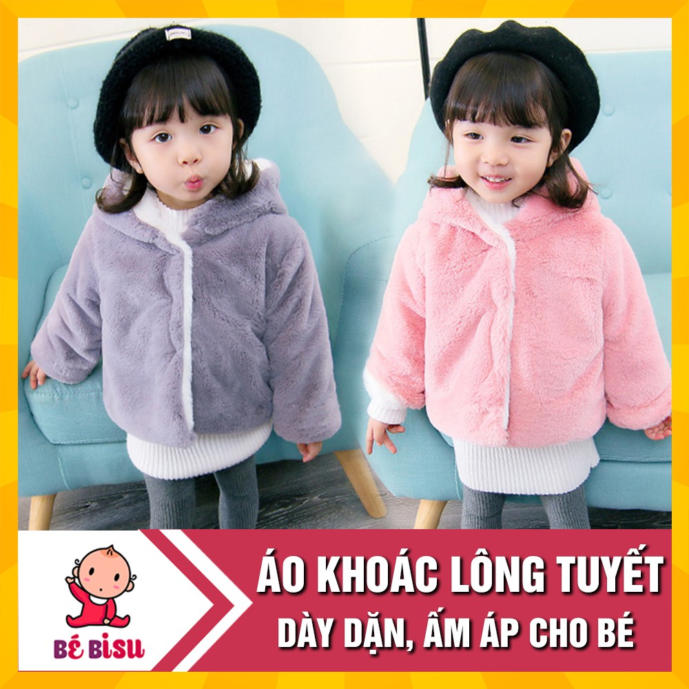 Áo khoác lông 2 lớp (6 tháng-3 tuổi) cao cấp cho bé thu đông có mũ