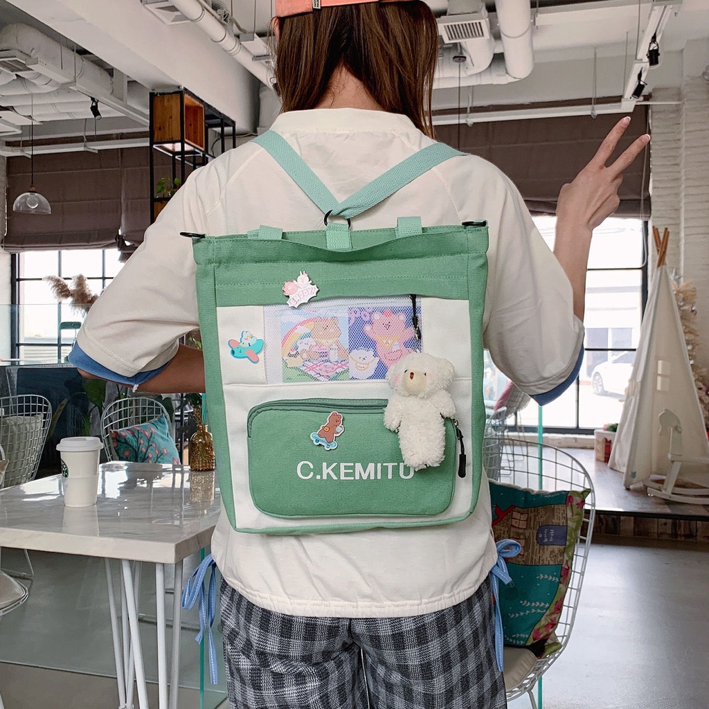 Túi Canvas Đeo Chéo Cỡ Lớn Thời Trang Cho Nữ Sinh