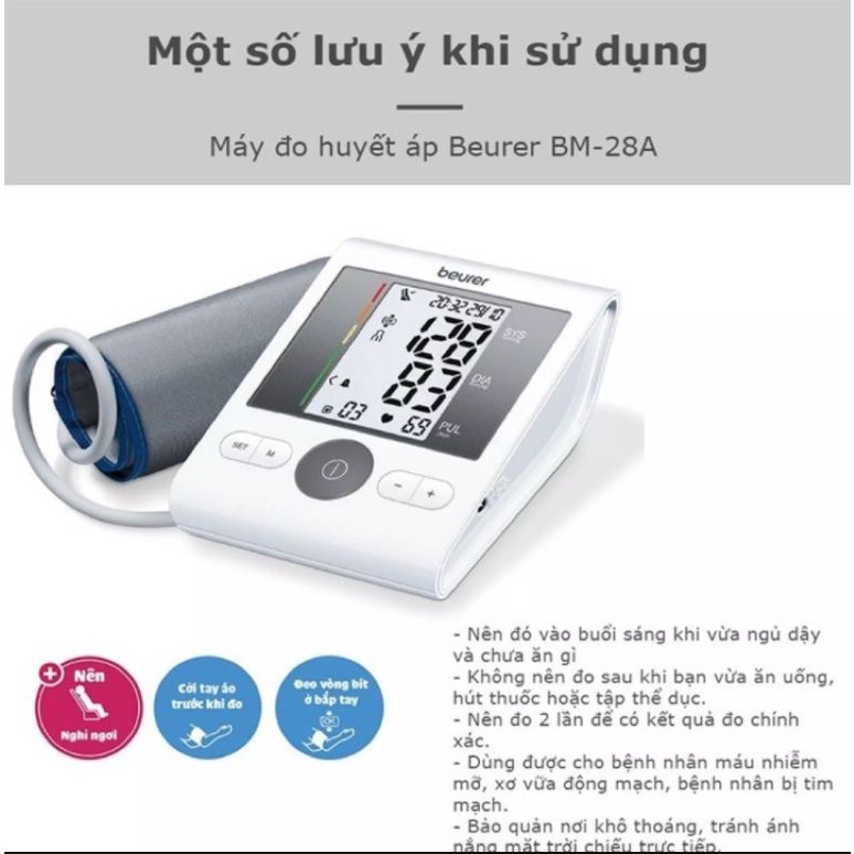 Máy Đo Huyết Áp Bắp Tay Có Adapter Beurer BM-28A Cao Cấp, Màn Hình LCD Rõ Nét, Giúp Dễ Dàng Theo Dõi Kết Quả Đo Huyết Áp