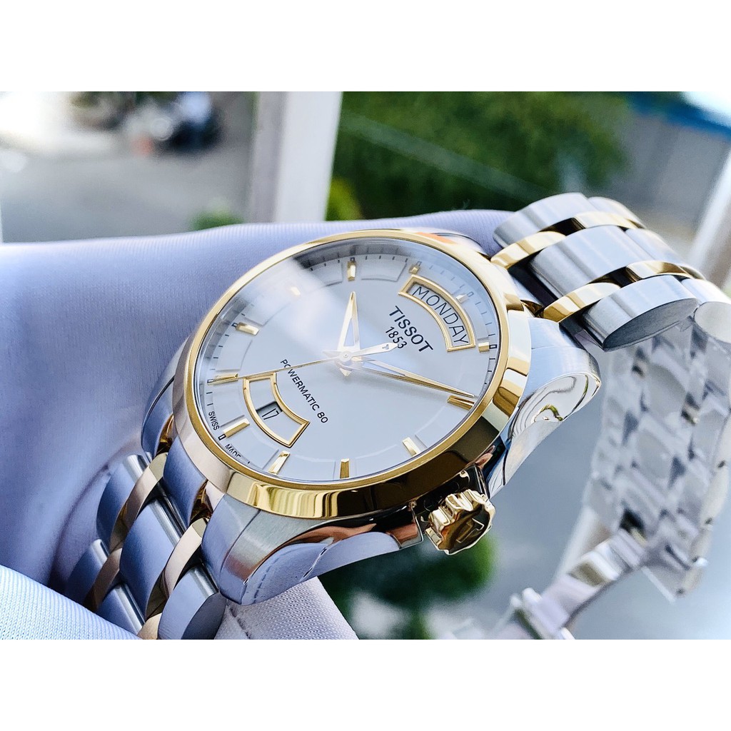 Đồng hồ nam chính hãng Tissot Couturier Day Date Demi Stainless Steel T035.407.22.011.01 - Máy cơ - Kính sapphire
