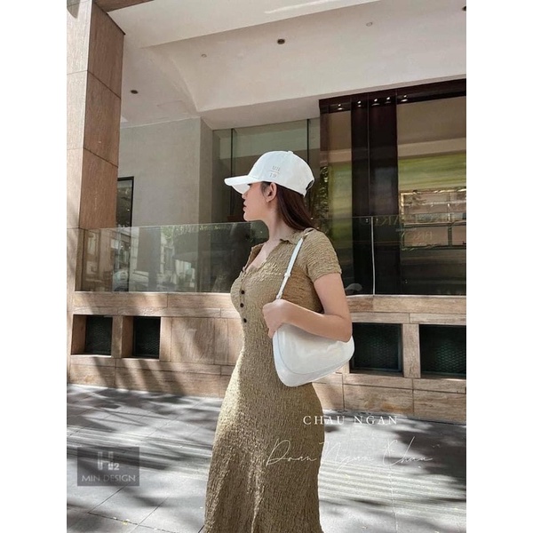 Váy body xốp cổ bẻ cúc dáng dài | BigBuy360 - bigbuy360.vn