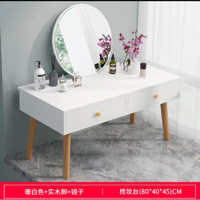 Bàn trang điểm kèm gương , có 2 ngăn kéo - kèm ảnh thật