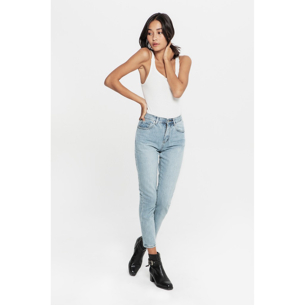 TheBlueTshirt -  Quần Jeans Lưng Cao Nữ Ống Ôm - Super Jeans Vintage Wash