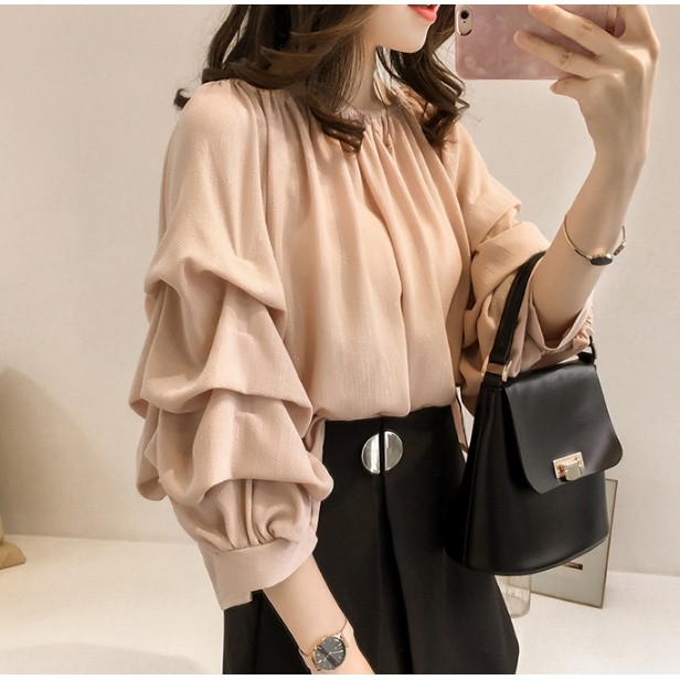 Áo trễ vai form rộng chất liệu chiffon phong cách Hàn Quốc cho nữ