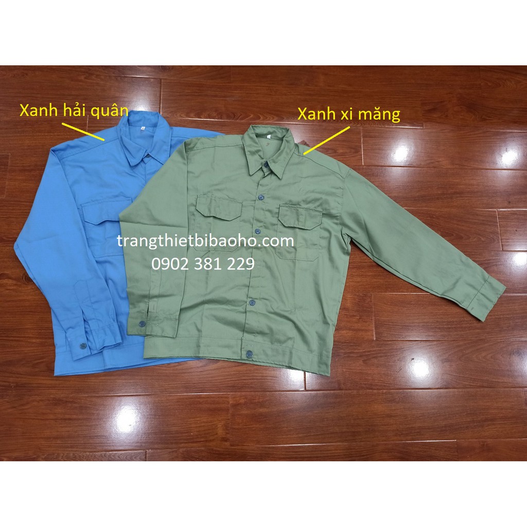 Áo bảo hộ, áo đồng phục công nhân tay dài vải si thoáng mát