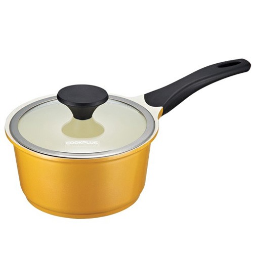 Nồi có tay 18cm cầm nhôm Cookplus tráng men sứ màu - LCA2181