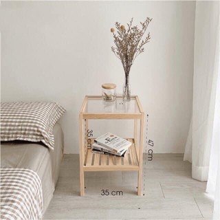 Táp đầu giường gỗ thông mặt kính cường lực