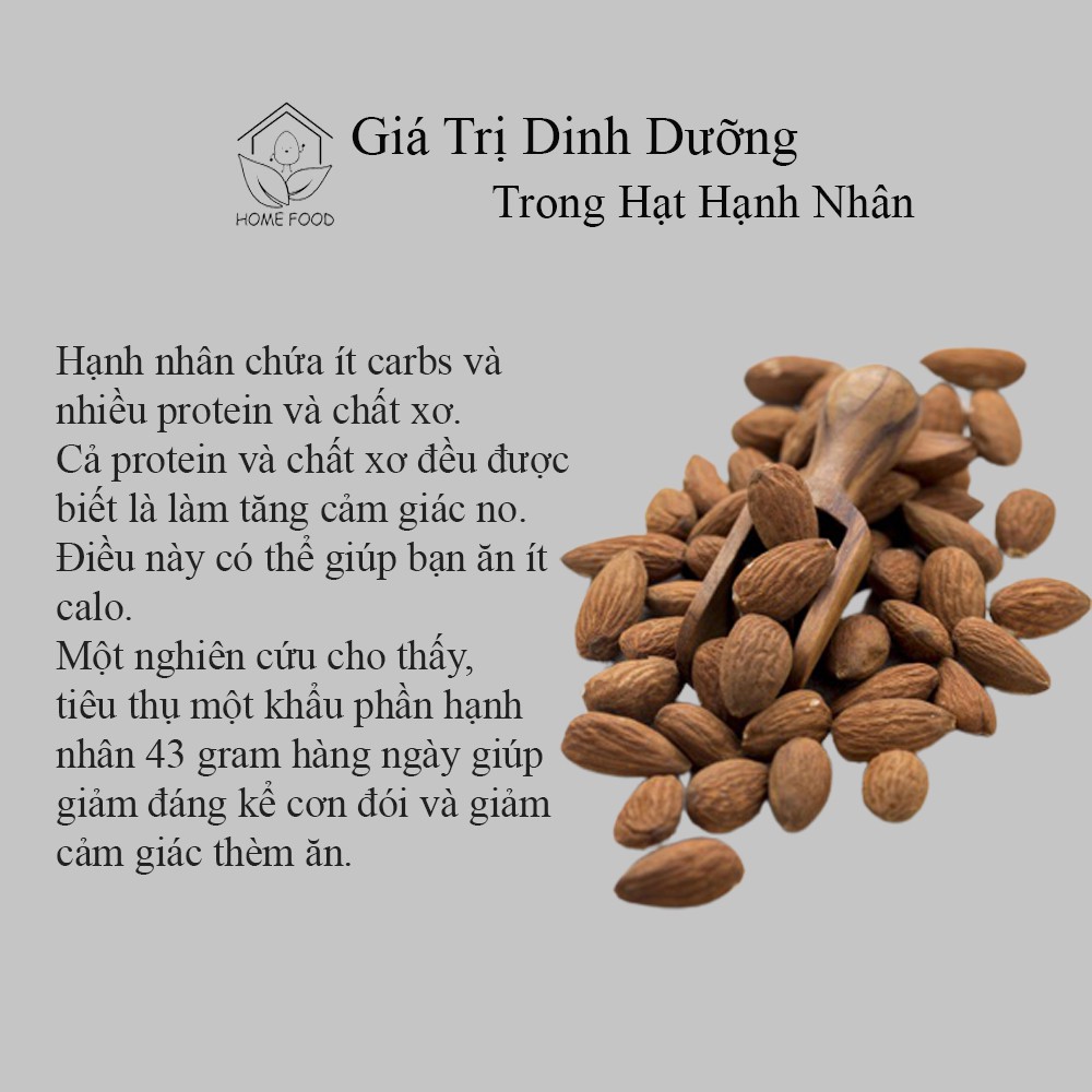 Nhân hạt hạnh nhân sấy giòn thơm, bùi (TL: 100g/ 250g/ 500g) - Home Food