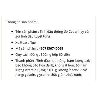 dầu thông Cedar nga