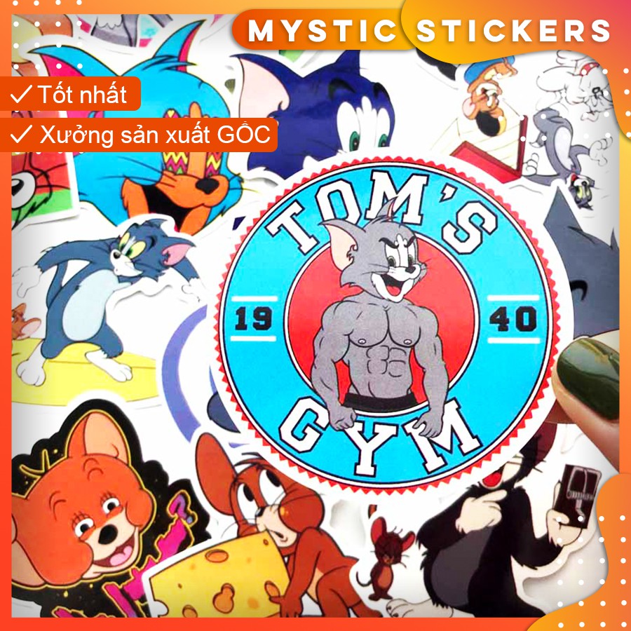 [TOM &amp; JERRY] 15 Sticker chống nước/ trang trí,dán xe laptop mũ bảo hiểm vali...