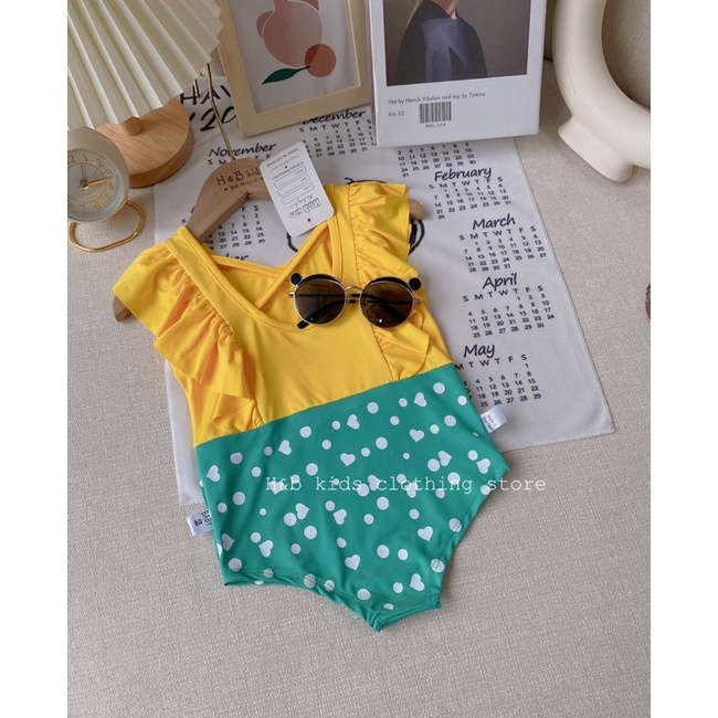 Bikini, bộ đồ bơi liền thân chấm bi cho bé gái