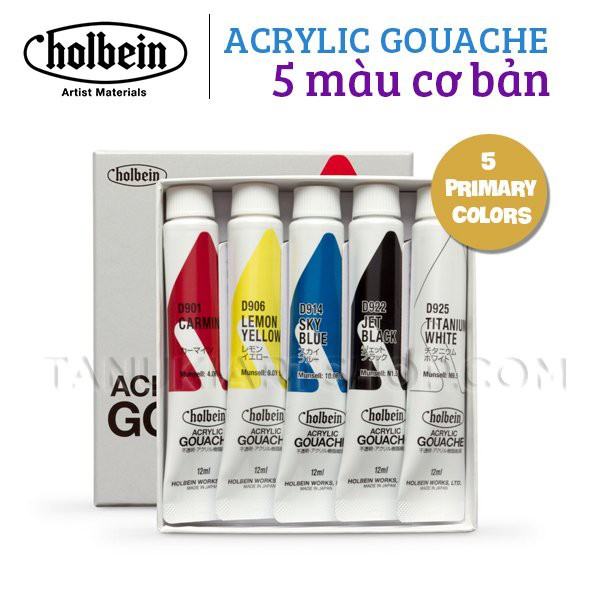 Màu Holbein Acrylic Gouache Set Primary