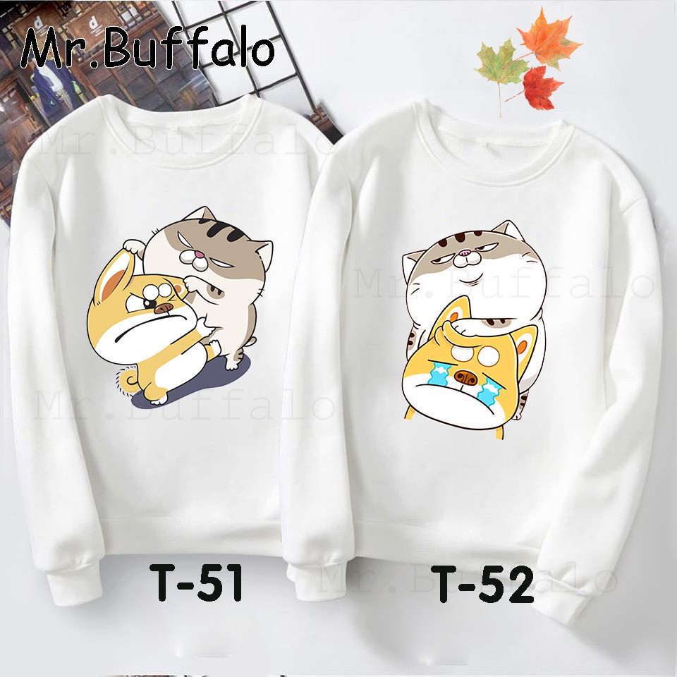 Áo nỉ đôi Thu đông nam nữ cute - Sweater em đói ăn ăn này Mr.Buffalo