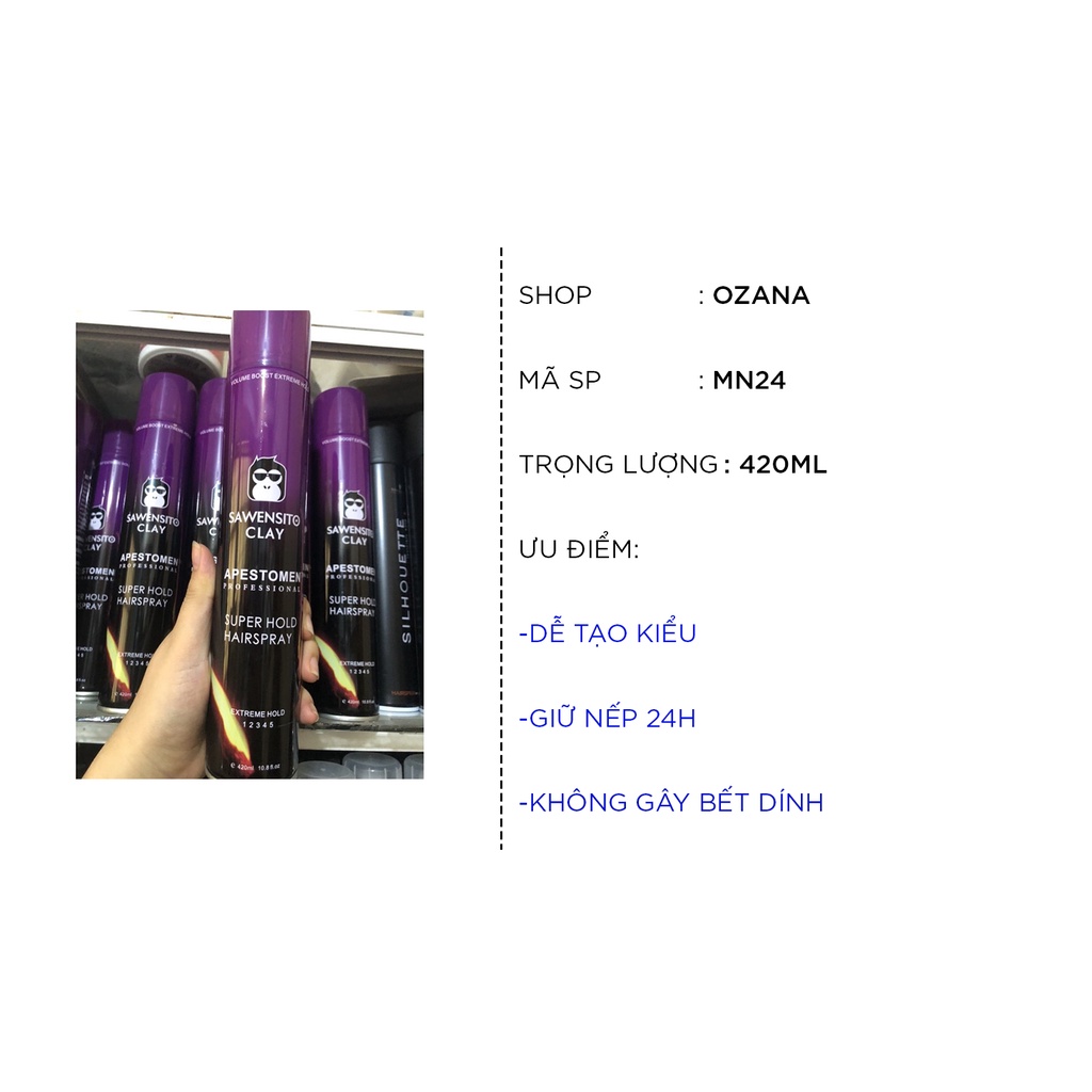 Gôm xịt tóc VOLCANIC 350ml tạo kiểu giữ nếp cho tóc. HÀNG CHÍNH HÃNG