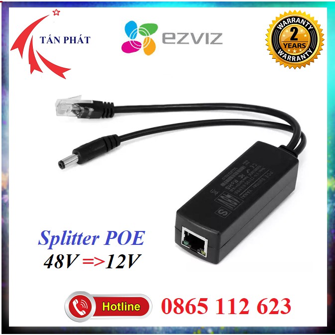 POE Splitter Thiết bị chuyển đôi 48V ra 12V dùng cho Camera giám sát, Thiết bị mạng hikvison dahua tplink