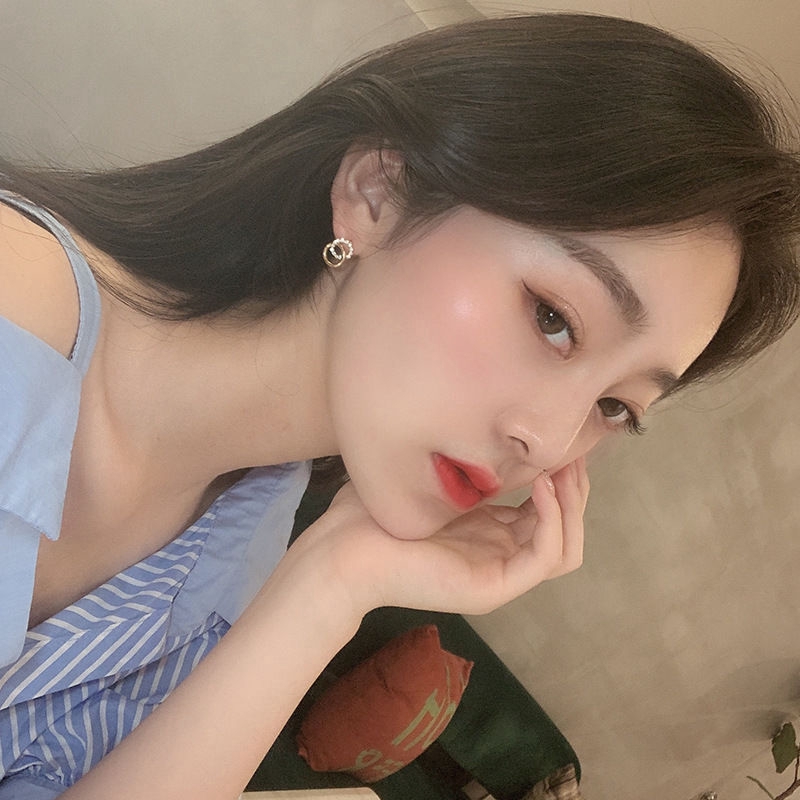 Khuyên tai kim bạc hình tròn thời trang giản dị dành cho nữ