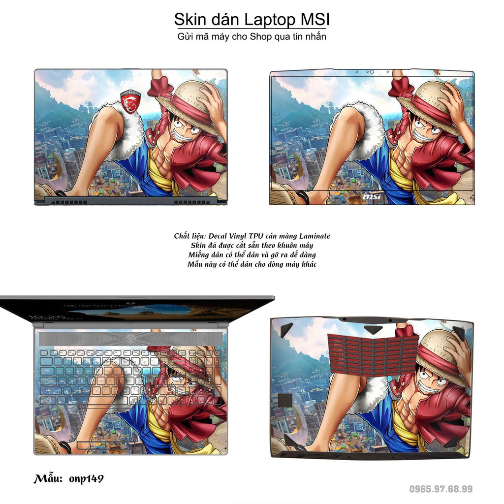 Skin dán Laptop MSI in hình One Piece nhiều mẫu 18 (inbox mã máy cho Shop)