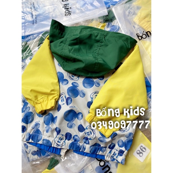 Áo Khoác Gió Hoodie Bé Trai Mickey Phối Màu ZR