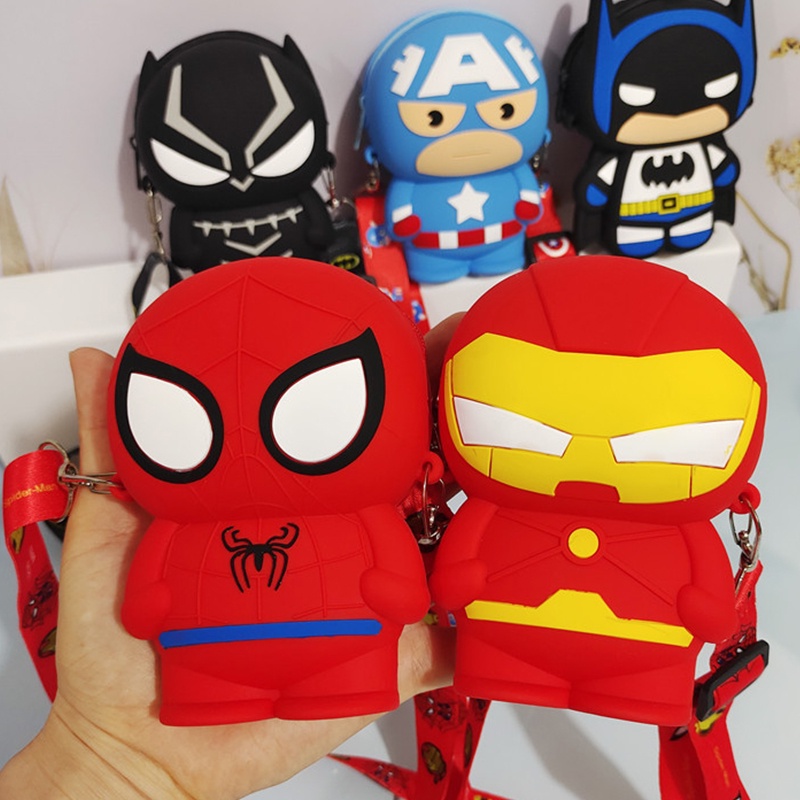 Ví Đựng Tiền Xu Bằng Silicon Họa Tiết Spiderman Iron man Kỳ Lân Dễ Thương