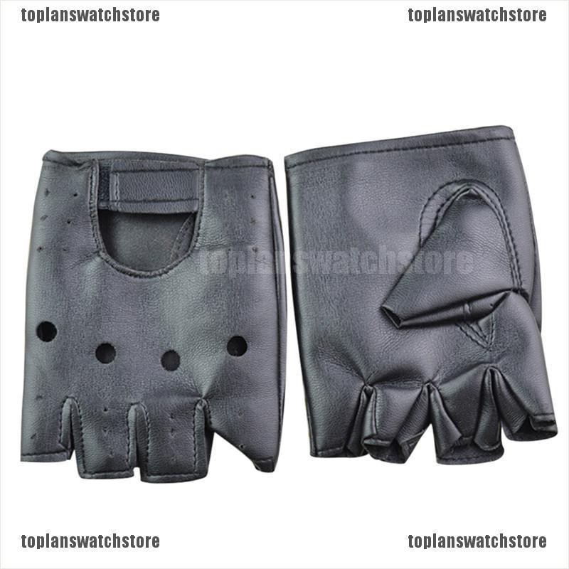 【COD•tope】PU Leather Black Driving Motorcycle Biker Fingerless Gloves Men Wome